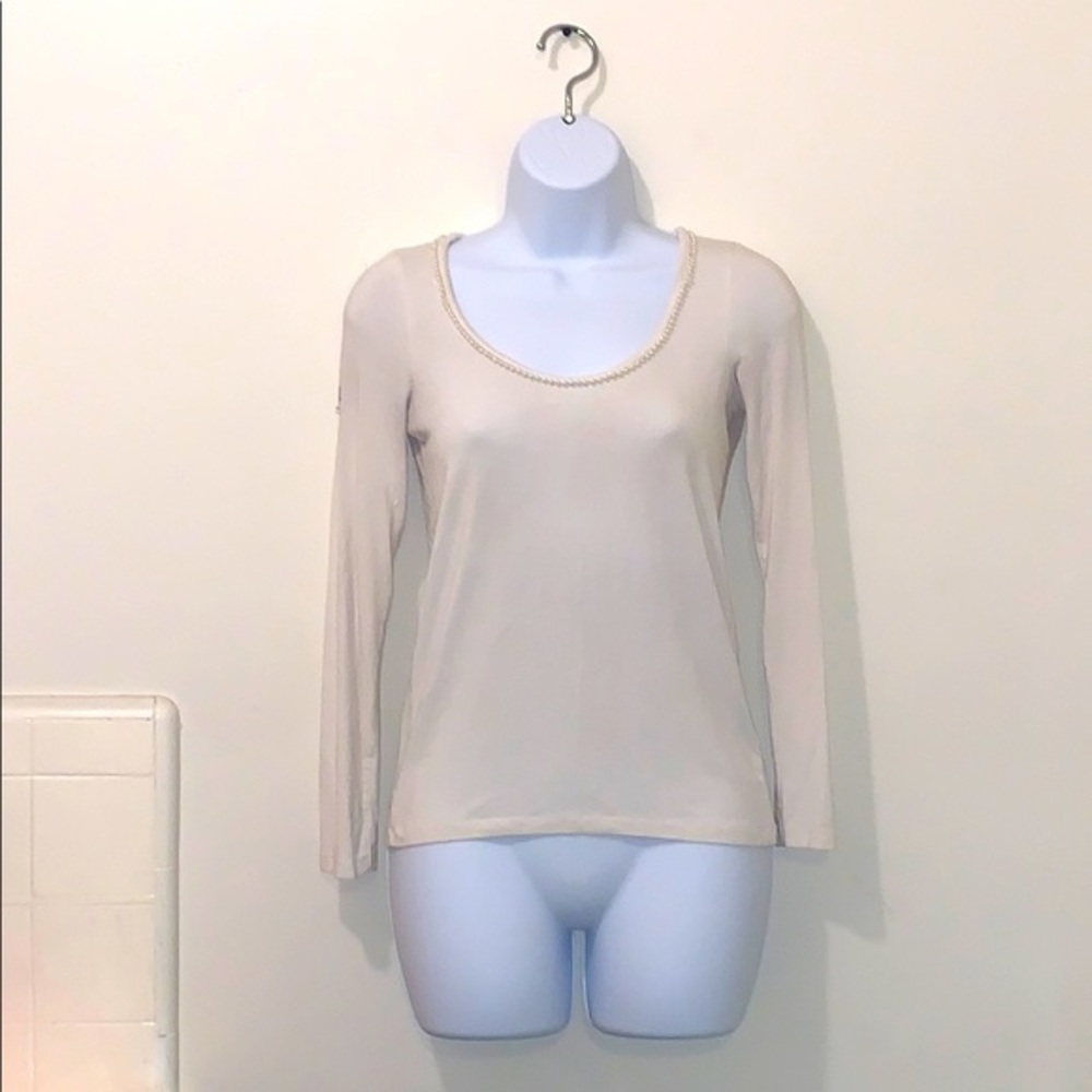 Women’s Zara Long Sleeved Beaded Neckline Top